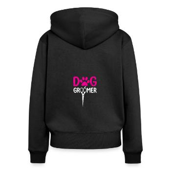 Dog groomer dog grooming Pet Grooming pet groomer - Frauen Premium Bio Zip Hoodie - Schwarz - Hinten - Julia (174cm)