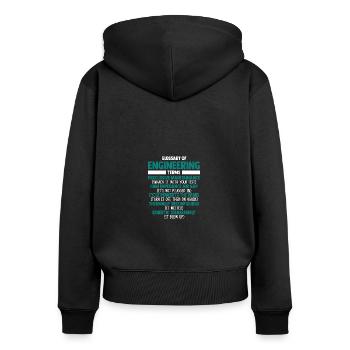 Glossaire des termes d’ingénierie Funny Engineer - Sweat à capuche zippé Premium bio Femme - noir - Dos - Julia (174cm)