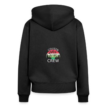 cousin crew camping funny camper - Frauen Premium Bio Zip Hoodie - Schwarz - Hinten - Julia (174cm)