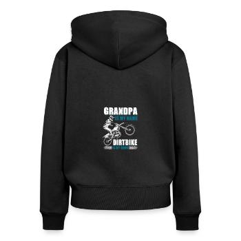Motocross grand-père est mon nom Dirt Bike est mon jeu - Sweat à capuche zippé Premium bio Femme - noir - Dos - Julia (174cm)