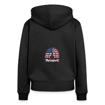 Red White Blue Respiratory Therapist Crew 4th Of - Frauen Premium Bio Zip Hoodie - Schwarz - Hinten - Julia (174cm)