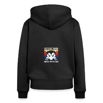 Opossum Let's Eat Trash and Get Hit by a Car - Women's Premium Organic Zip Hoodie - black - Back - Julia (174cm)