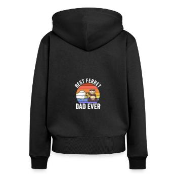 Fathers Day Best Ferret Dad Ever Funny Ferret - Frauen Premium Bio Zip Hoodie - Schwarz - Hinten - Julia (174cm)
