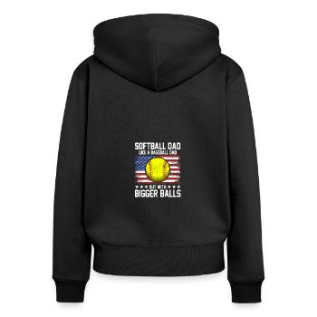 Funny Softball Dad Like A Baseball Dad US Flag - Frauen Premium Bio Zip Hoodie - Schwarz - Hinten - Julia (174cm)