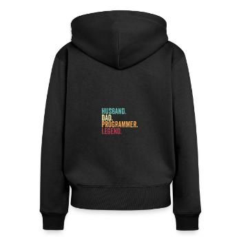 Funny Vintage Husband Dad Programmer Legend - Frauen Premium Bio Zip Hoodie - Schwarz - Hinten - Julia (174cm)