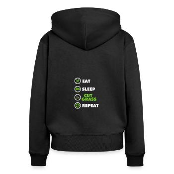 Drôle d’aménagement paysager Manger Sommeil Couper Herbe Répéter - Sweat à capuche zippé Premium bio Femme - noir - Dos - Julia (174cm)