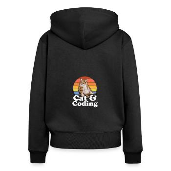 Cats And Coding Funny Coder Cat Lover Programming - Women's Premium Organic Zip Hoodie - black - Back - Julia (174cm)
