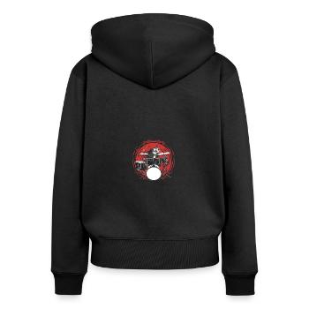 Drummer Possum Funny Drumming Playing Drums - Women's Premium Organic Zip Hoodie - black - Back - Julia (174cm)