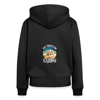 Jiu Jitsu Retro Vintage Put Your Gi On It'S - Women's Premium Organic Zip Hoodie - black - Back - Julia (174cm)