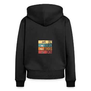 Un Deux Trois Cat Funny Cat Lover - Women's Premium Organic Zip Hoodie - black - Back - Julia (174cm)