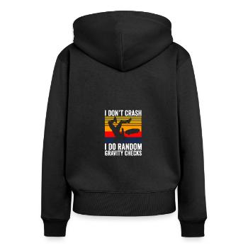 Skateboarder I Do Random Gravity Checks Funny - Frauen Premium Bio Zip Hoodie - Schwarz - Hinten - Julia (174cm)