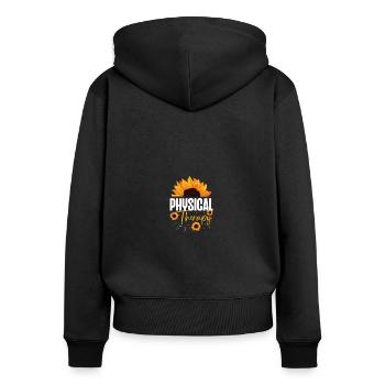Physiothérapeute floral Flower Physical Therapy - Sweat à capuche zippé Premium bio Femme - noir - Dos - Julia (174cm)