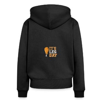 It's Leg Day Turkey Legs Thanksgiving Funny - Frauen Premium Bio Zip Hoodie - Schwarz - Hinten - Julia (174cm)