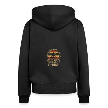 Never Underestimate An Old Guy On An E-Bike Funny - Frauen Premium Bio Zip Hoodie - Schwarz - Hinten - Julia (174cm)