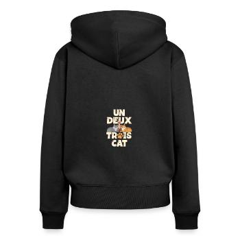 Un Deux Trois Cat Funny Cat Lover - Women's Premium Organic Zip Hoodie - black - Back - Julia (174cm)