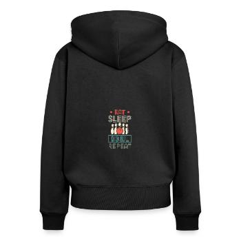 L’éducation des quilleurs est importante, mais le bowling l’est - Sweat à capuche zippé Premium bio Femme - noir - Dos - Julia (174cm)