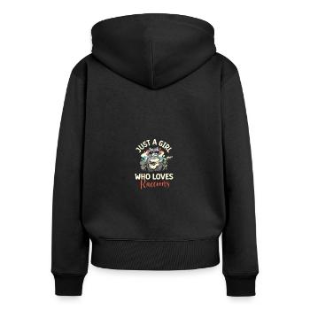 Funny Just a Girl who loves Raccoons - Frauen Premium Bio Zip Hoodie - Schwarz - Hinten - Julia (174cm)
