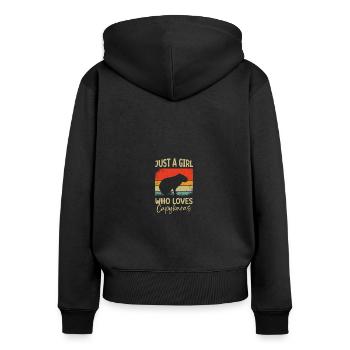 Funny Just A Girl Who Loves Capybaras Rodent - Frauen Premium Bio Zip Hoodie - Schwarz - Hinten - Julia (174cm)