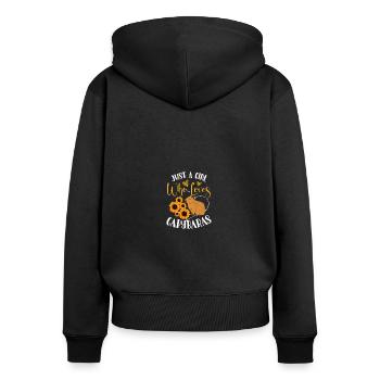 Drôle juste une fille qui aime le rongeur Capybaras - Sweat à capuche zippé Premium bio Femme - noir - Dos - Julia (174cm)