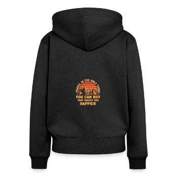 sauvage Camping randonnée survie trekking Routard - Sweat à capuche zippé Premium bio Femme - noir - Dos - Julia (174cm)