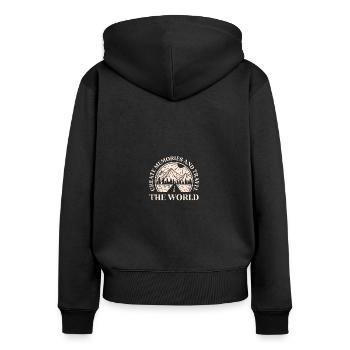 Reate Memories et Parcourez le monde en camping - Sweat à capuche zippé Premium bio Femme - noir - Dos - Julia (174cm)