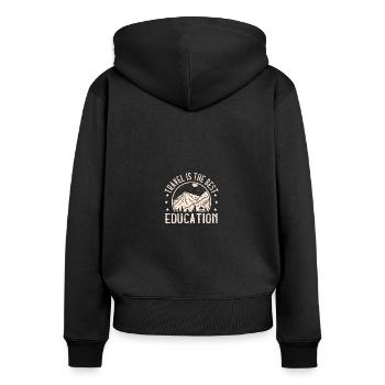 travel is the best education hiker camping - Frauen Premium Bio Zip Hoodie - Schwarz - Hinten - Julia (174cm)