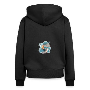 100 days of school dolphin smarter kids - Frauen Premium Bio Zip Hoodie - Schwarz - Hinten - Julia (174cm)