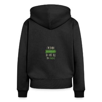 Je suis ici pour manger tous les cornichons cornichons drôles - Sweat à capuche zippé Premium bio Femme - noir - Dos - Julia (174cm)