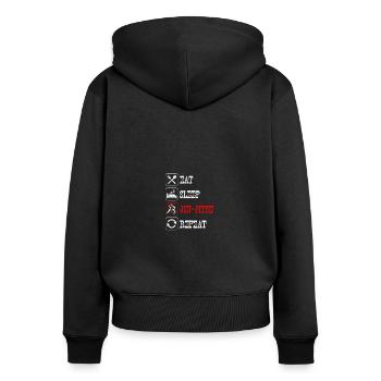 Eat Sleep Jiu jitsu Repeat Funny Jiu Jitsu BJJ - Women's Premium Organic Zip Hoodie - black - Back - Julia (174cm)