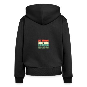 Eat Sleep Jiu jitsu Repeat Funny Jiu Jitsu BJJ - Women's Premium Organic Zip Hoodie - black - Back - Julia (174cm)