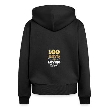100 Days Of Loving School Leopard 100th Day - Women's Premium Organic Zip Hoodie - black - Back - Julia (174cm)