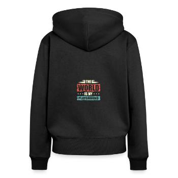The World is My Playground discover Escapism - Women's Premium Organic Zip Hoodie - black - Back - Julia (174cm)