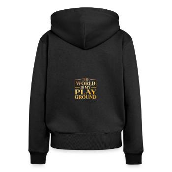 The World is My Playground discover Escapism - Women's Premium Organic Zip Hoodie - black - Back - Julia (174cm)