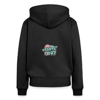Santa Cruz Californie vintage rétro surfing ville - Sweat à capuche zippé Premium bio Femme - noir - Dos - Julia (174cm)