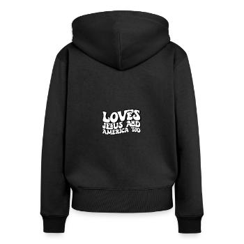 Aime Jésus et l’Amérique trop chrétien motive - Sweat à capuche zippé Premium bio Femme - noir - Dos - Julia (174cm)