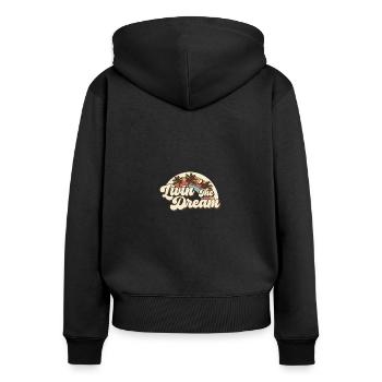 Living the dream - Women's Premium Organic Zip Hoodie - black - Back - Julia (174cm)