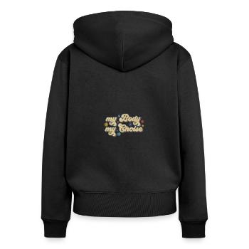 mon corps mon choix féminisme femmes femmes - Sweat à capuche zippé Premium bio Femme - noir - Dos - Julia (174cm)