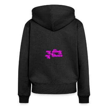 mon corps mon choix féminisme femmes femmes - Sweat à capuche zippé Premium bio Femme - noir - Dos - Julia (174cm)