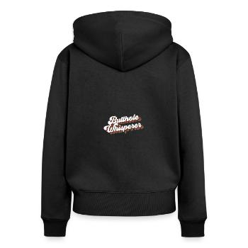 Butthole Whisperer lustig Spruch - Frauen Premium Bio Zip Hoodie - Schwarz - Hinten - Julia (174cm)