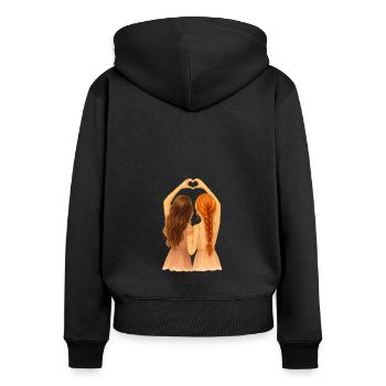 Rot und brünette Freundinnen für immer Design - Frauen Premium Bio Zip Hoodie - Schwarz - Hinten - Julia (174cm)
