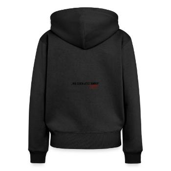 Wir essen jetzt Kinder Satzzeichen Leben retten - Frauen Premium Bio Zip Hoodie - Schwarz - Hinten - Julia (174cm)