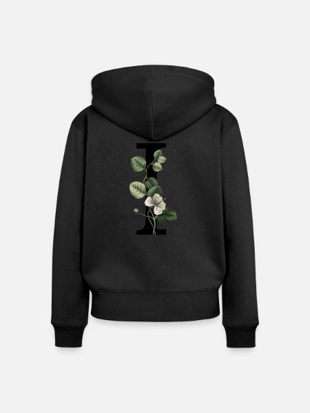 Buchstabe I Grüne Botanik - Frauen Premium Bio Zip Hoodie - Schwarz