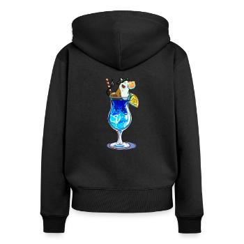 Cow + Blue Lagoon = Moo Lagoon - Women's Premium Organic Zip Hoodie - black - Back - Julia (174cm)