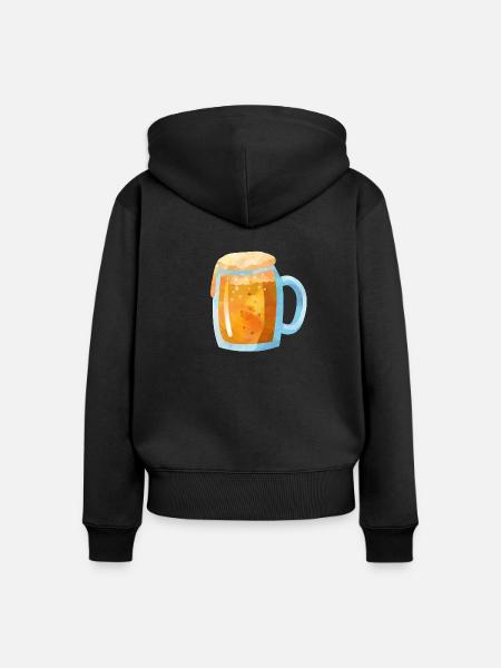 Weizenbier im Krug - Frauen Premium Bio Zip Hoodie - Schwarz