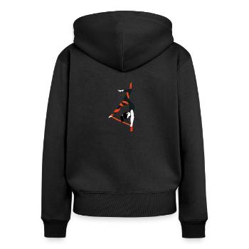 Aerial Silks Vertikaltuchakrobatik - Frauen Premium Bio Zip Hoodie - Schwarz - Hinten - Julia (174cm)