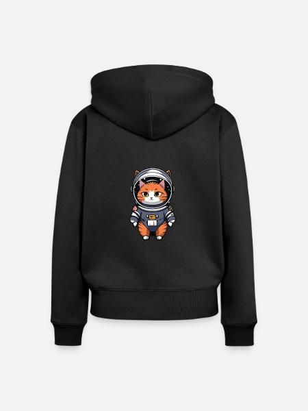 katze raumfahrt - Frauen Premium Bio Zip Hoodie - Schwarz