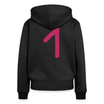 1 Nummer eins Zahl rosa rot Geburtstag - Frauen Premium Bio Zip Hoodie - Schwarz - Hinten - Julia (174cm)