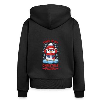 This Is My Christmas Pajama Süßer Pinguin - Frauen Premium Bio Zip Hoodie - Schwarz - Hinten - Julia (174cm)