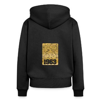 1963 - Frauen Premium Bio Zip Hoodie - Schwarz - Hinten - Julia (174cm)