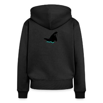 Orcinal Group | Orca | Black | v2 - Women's Premium Organic Zip Hoodie - black - Back - Julia (174cm)